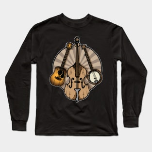 Folk Music/Bluegrass Instruments Sepia Long Sleeve T-Shirt